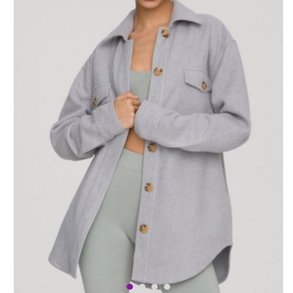 Good American Dusty Quarry Solid Oversized Shacket Women's Size 7/8 - Picture 2 of 16